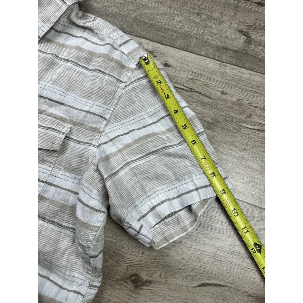Banana Republic Men's Medium 100% Linen Short Sleeve Shirt Coastal Beige Brown